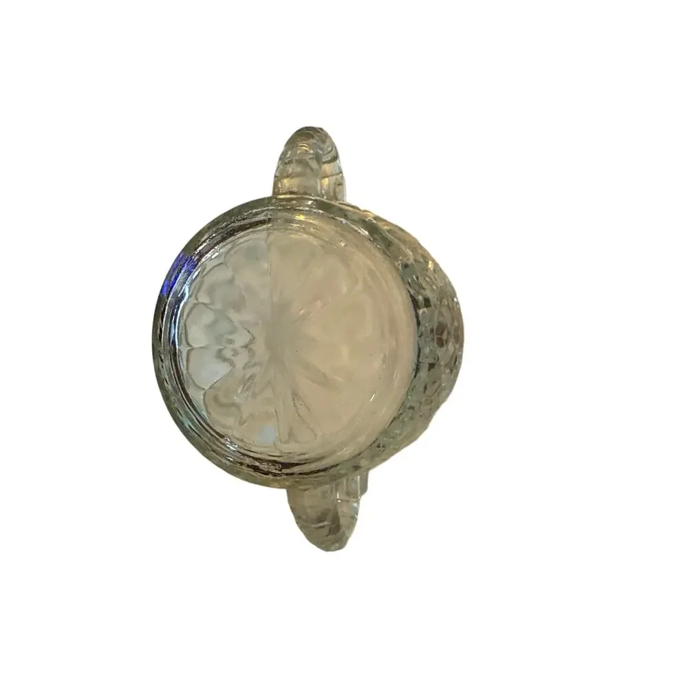 Anchor Hocking double handled Open sugar bowl pressed glass pineapple pattern